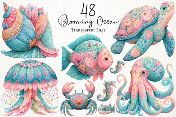 Download Watercolor Blooming Ocean PNG Clipart - Clipart Collection