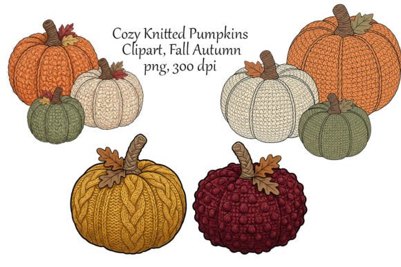 Download Cozy Knitted Autumn Pumpkins Clipart PNG - Clipart Collection