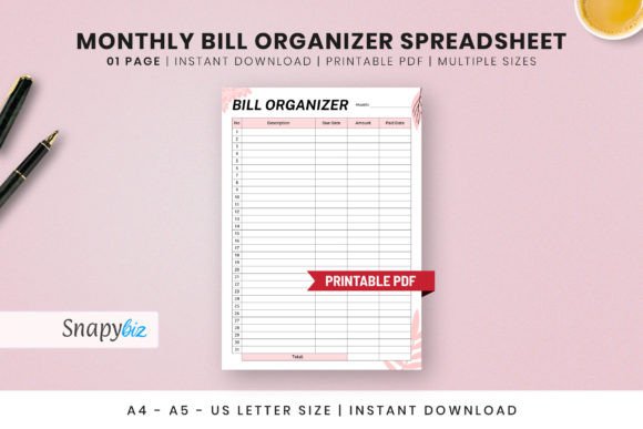 Download Free Monthly Bill Organizer Spreadsheet - Premium Resources