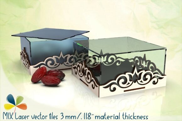 Download Laser Cut Large Square Box for Dates - Dates Collection