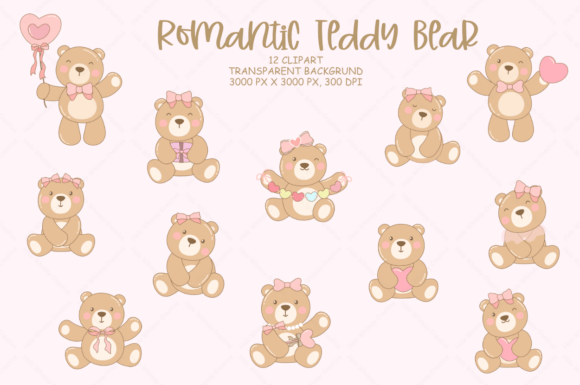 Download Romantic Teddy Bear Clipart - Clipart Collection