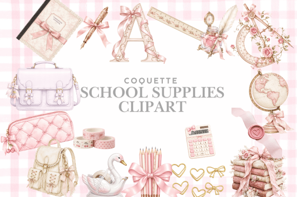 Download Coquette School Supplies Clipart - Clipart Collection
