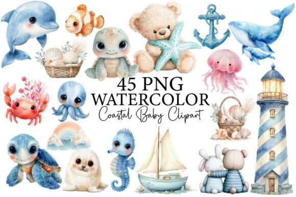 Download Watercolor Ocean Animals Clipart - Clipart Collection