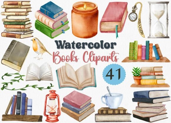 Download Watercolor Books Clipart, Book Stack Png - Clipart Collection