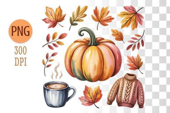 Download Pumpkin Leaves &amp; Sweater Clipart Set - Clipart Collection