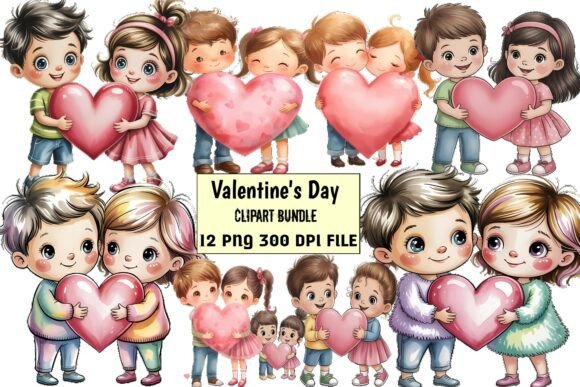 Download Cute Kids Valentine’s Day Clipart Bundle - Clipart Collection