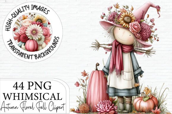 Download Whimsical Pink Autumn Floral Clipart - Clipart Collection