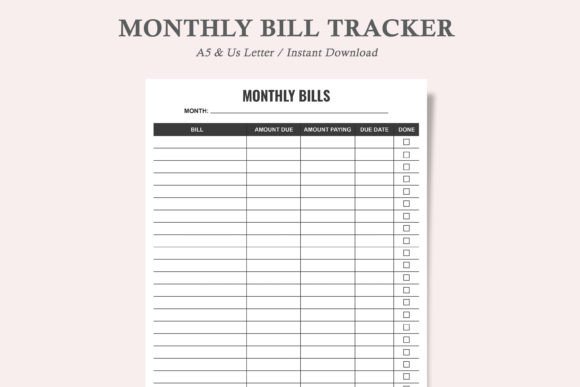 Download Monthly Bill Tracker, - Premium Resources
