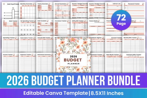 Download 2026 Budget Planner Bundle Canva Kdp - Premium Resources