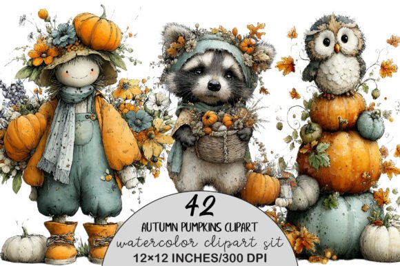 Download Watercolor Autumn Pumpkins Clipart - Clipart Collection