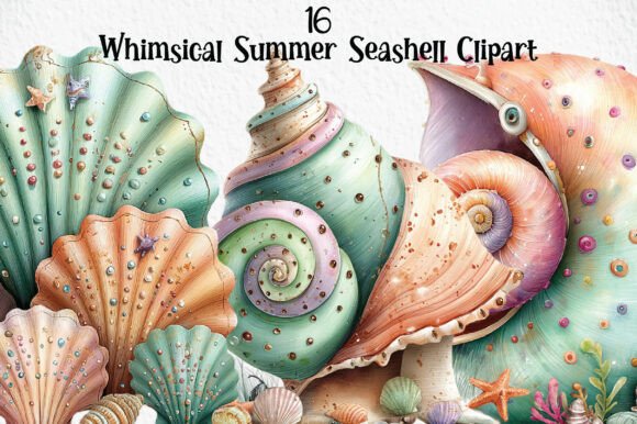 Download Whimsical Summer Seashell Clipart - Clipart Collection