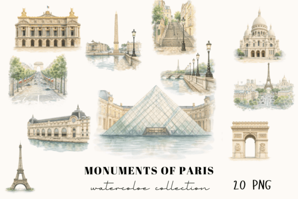 Download Paris Watercolor Clipart Bundle, Travel - Clipart Collection