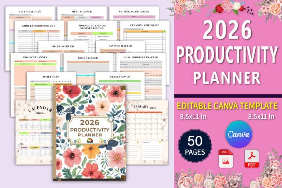 Download 📝 2026 Productivity Planner Canva - Productivity planner Collection