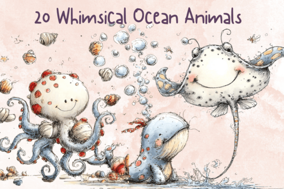 Download Whimsical Ocean Animals Clipart Set - Clipart Collection